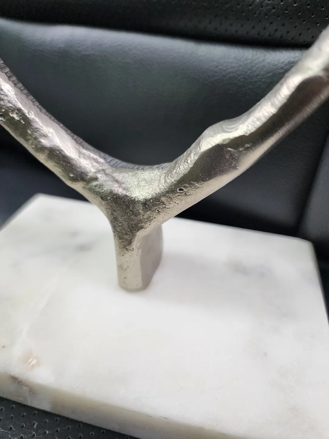 Silver Wishbone Sculpture on Marble Base image indicator(2)