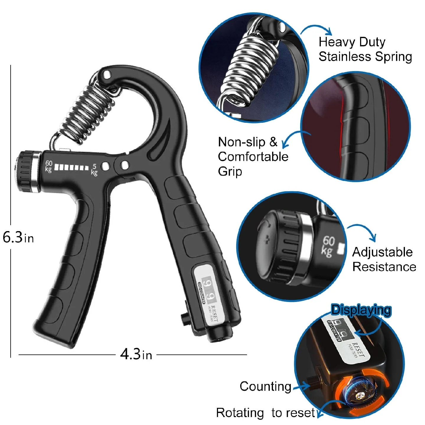 Hand Grip Strengthener 5-in-1, Adjustable Forearm Grip image indicator(4)