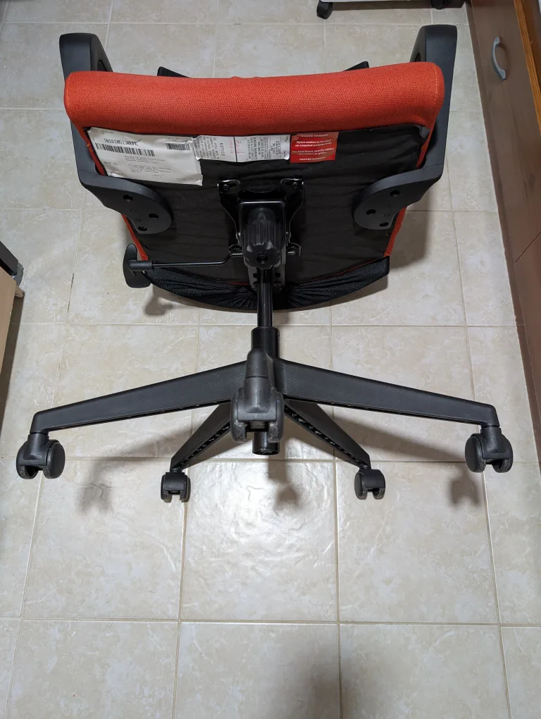 Office Chair - Red Orange Seat, Black Mesh Back image indicator(10)