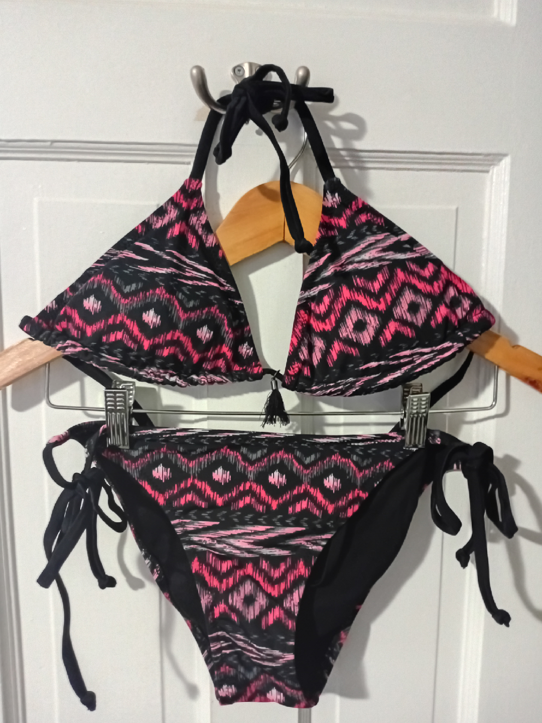 Bikini Set Black/Pink Patterned