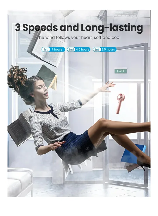 Portable Mini Fan with Base & Lanyard image indicator(5)