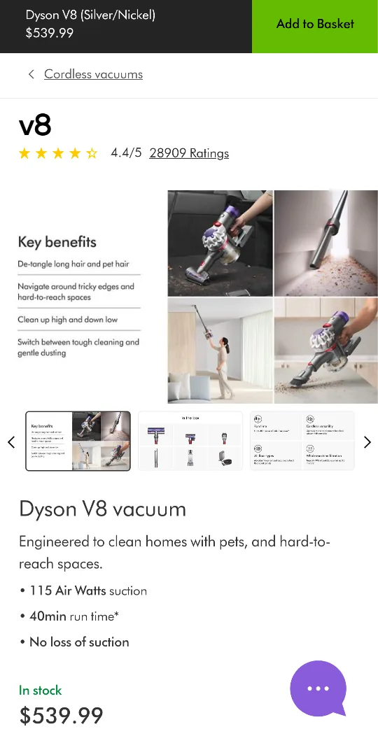 Silver -Nickel Dyson V8 Cordless Stick Vacuum Cleaner image indicator(2)