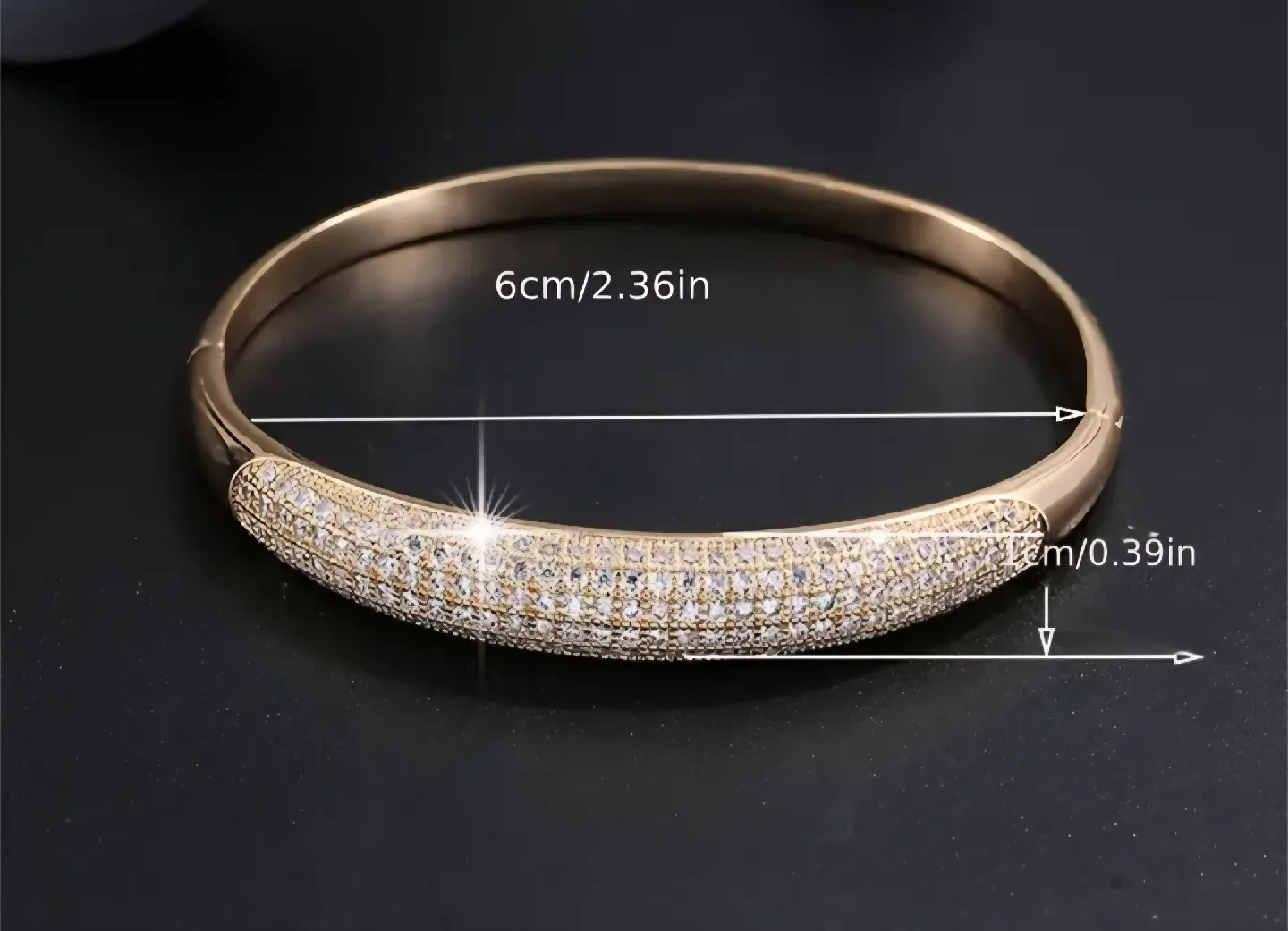 Gold Bangle Bracelet with Rhinestones image indicator(2)