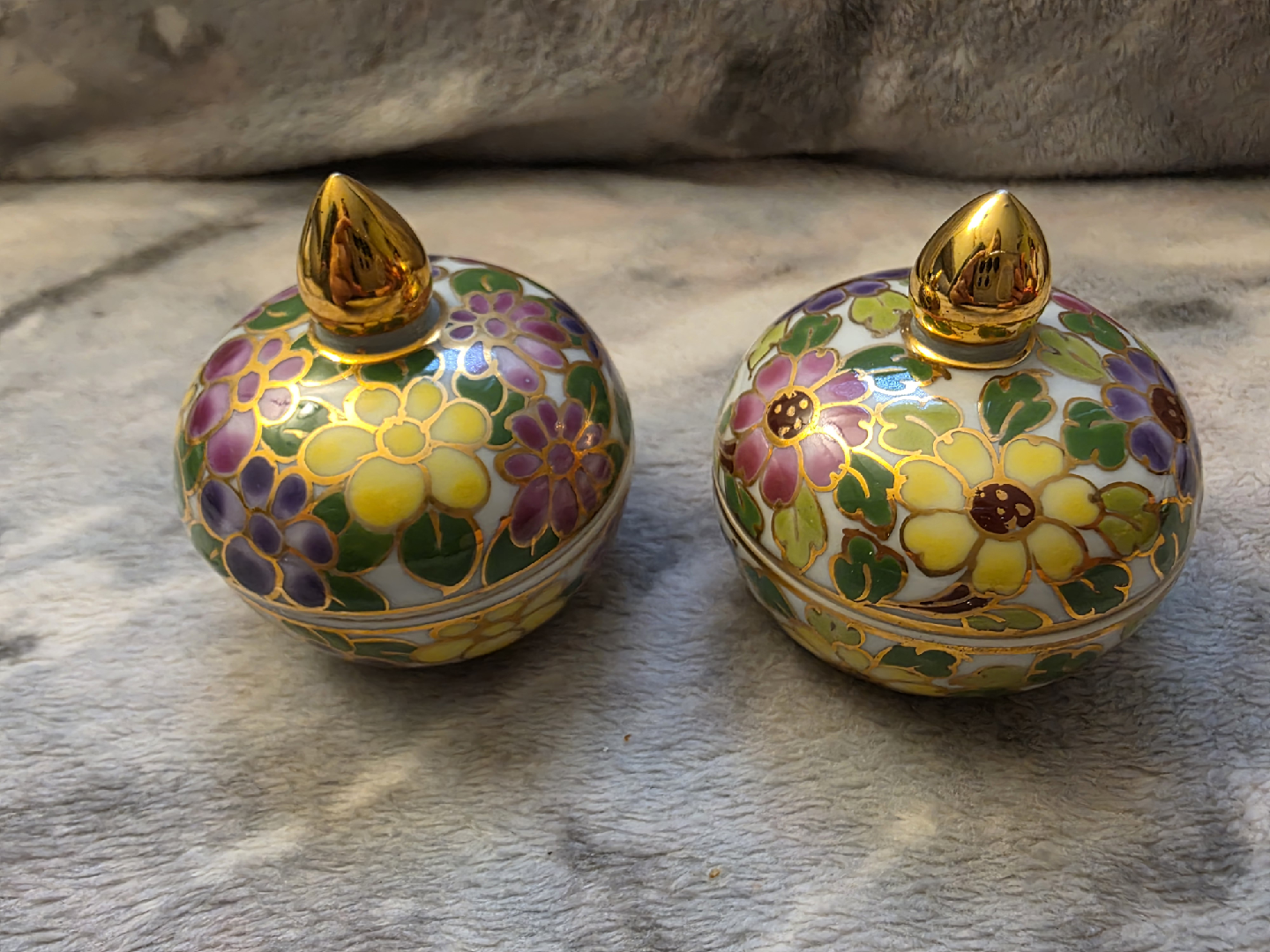 Vintage  Asian Floral Ceramic Trinket Jars
