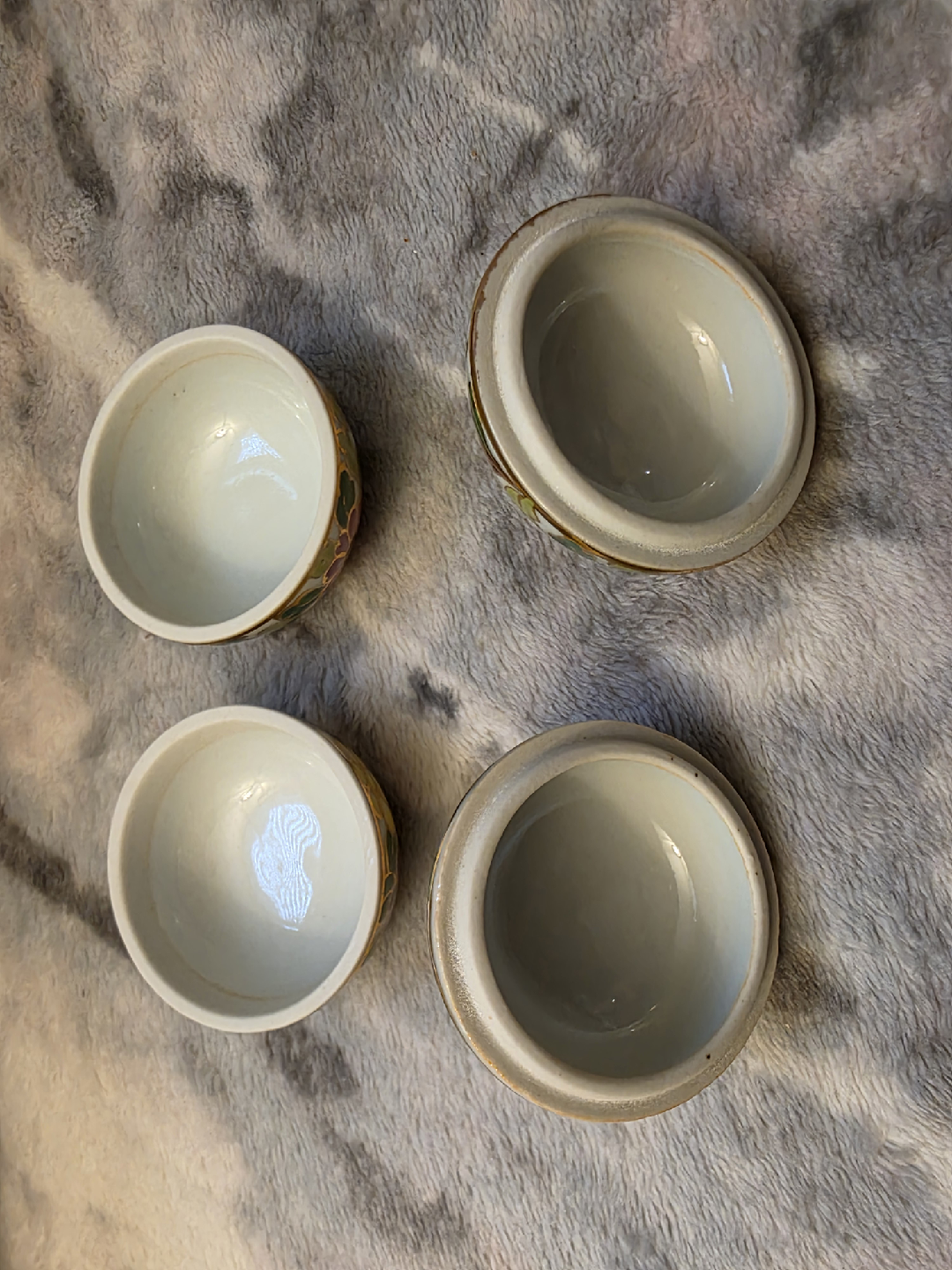 Vintage  Asian Floral Ceramic Trinket Jars - photo 3