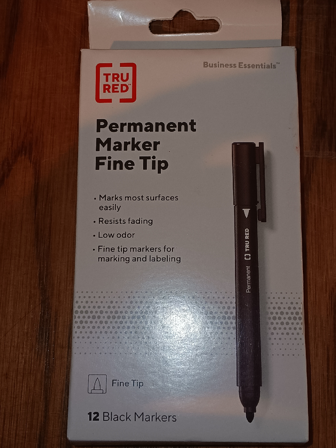 Tru Red Fine Tip Permanent Markers - 12 Black Markers