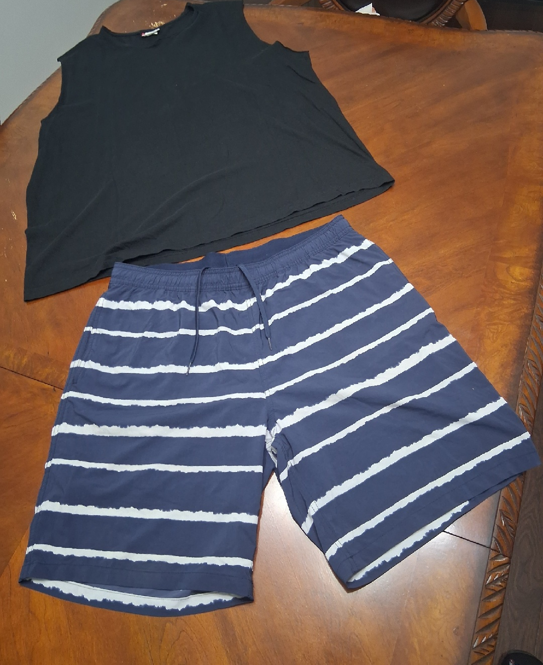 Kirkland Striped Swim Shorts & Clique Black Tank Top Set - photo 2