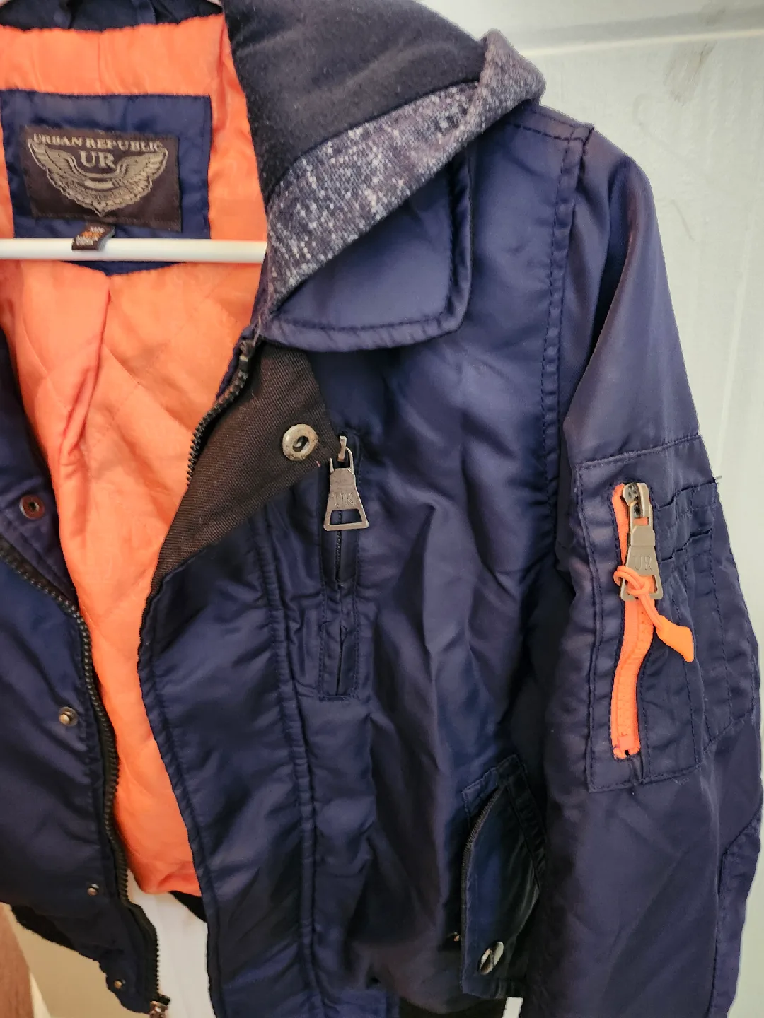 Urban Republic Kids' Blue Hooded Bomber Jacket Size 10/12 image indicator(4)