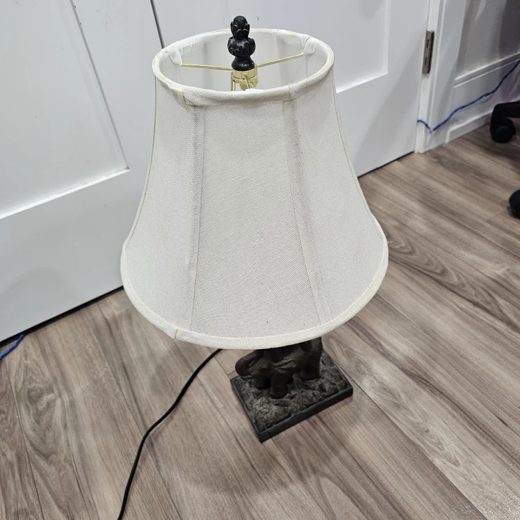 Elephant Lamp with White Shade