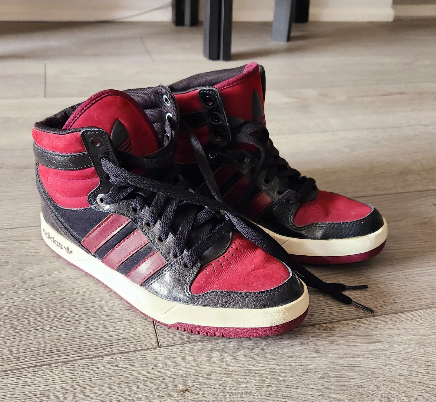 Adidas High Top Sneakers - Maroon & Black thumbnail