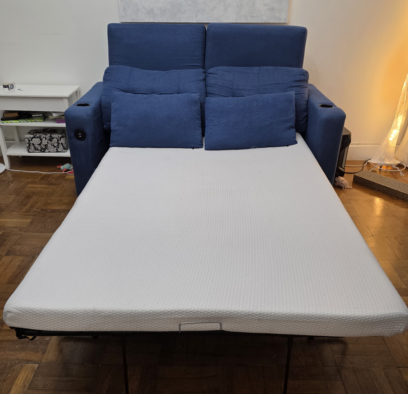 2 Blue Sofa Beds with USB Ports & Cup Holders – $650 OBO (Both)