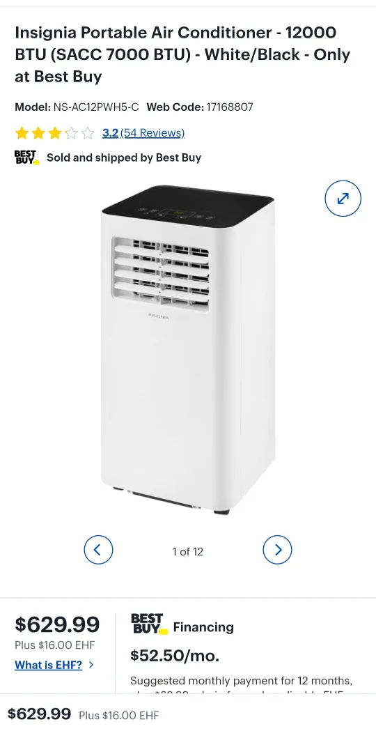 Insignia Portable Air Conditioner 12000 BTU thumbnail