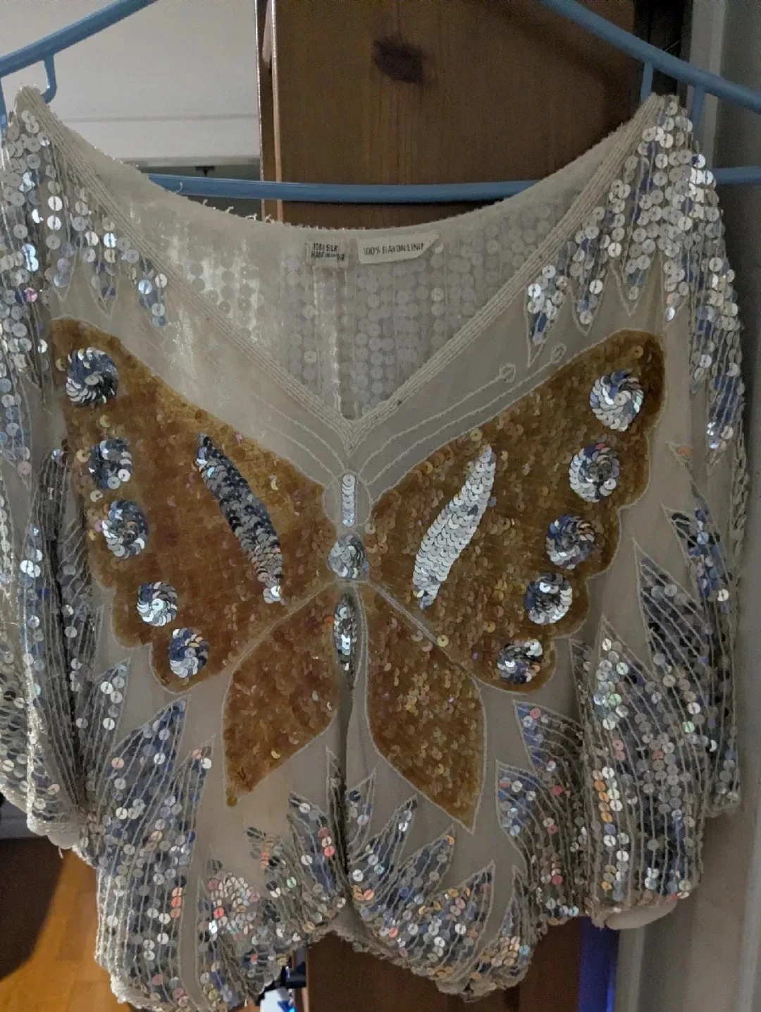 Sequin Butterfly Top - 100% Silk & Rayon thumbnail