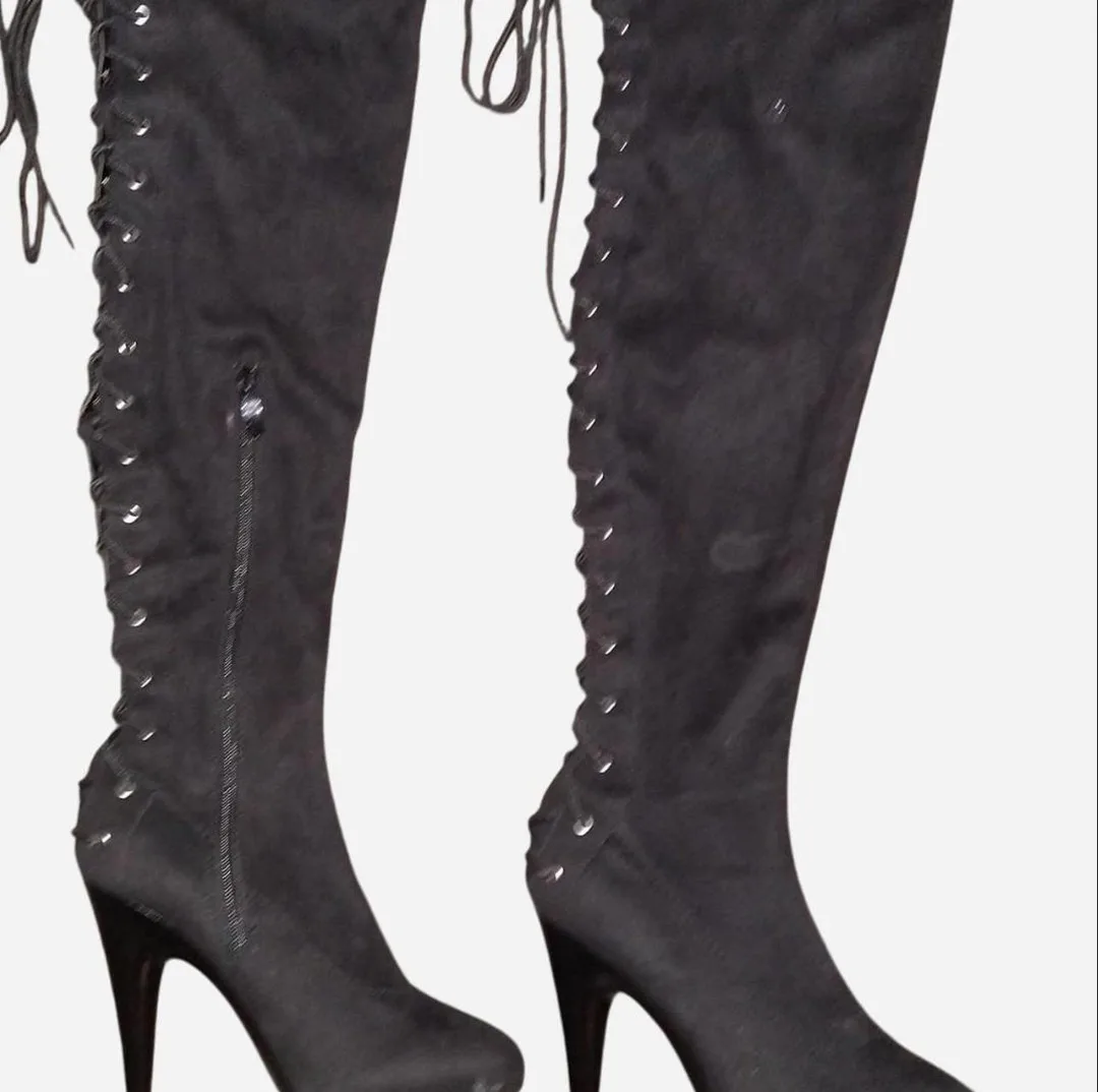 Ellie Sexy 6" Velvet Platform Stiletto's Over the Knee Boots image indicator(2)