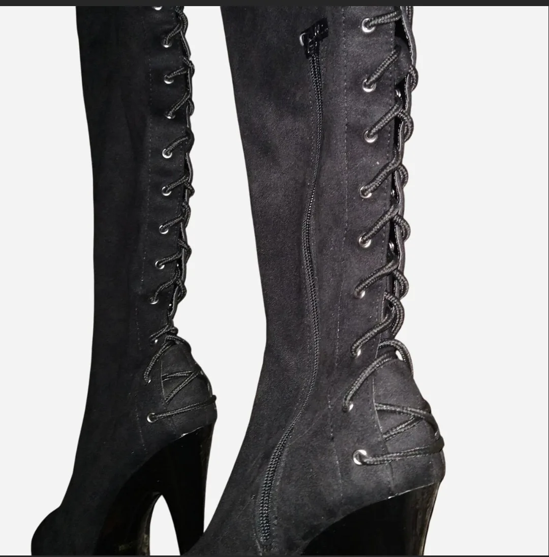Ellie Sexy 6" Velvet Platform Stiletto's Over the Knee Boots image indicator(6)