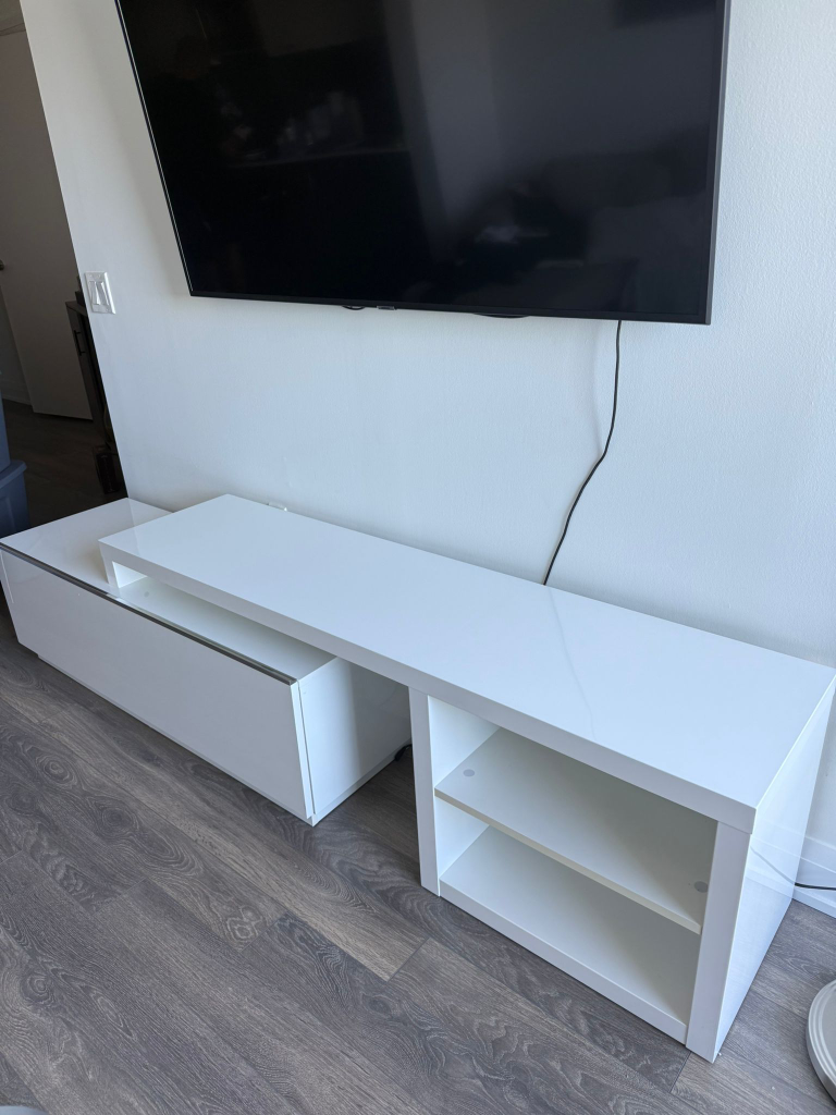 White TV Stand with Storage - photo 2