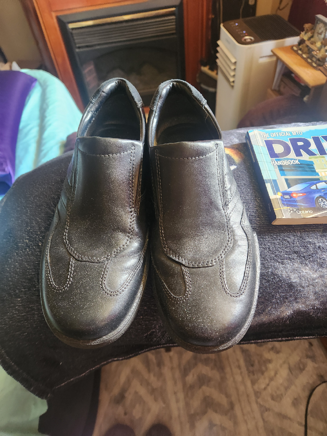 Ecco Black Leather Slip-On Shoes
