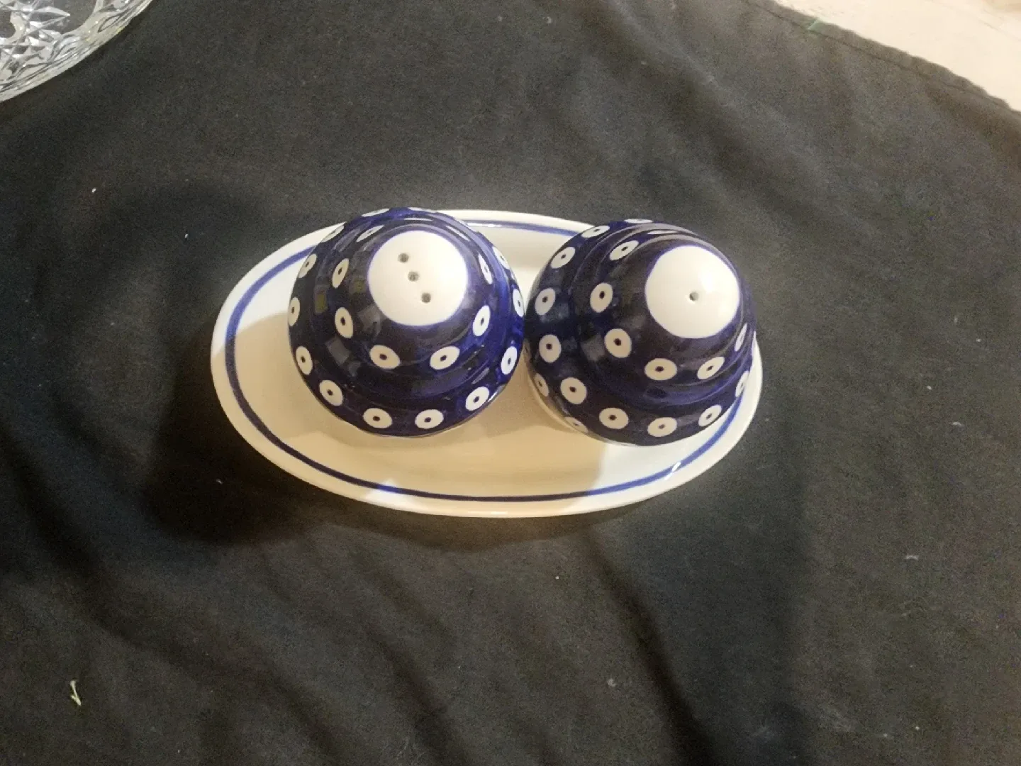 Blue & White Ceramic Salt & Pepper Shakers image indicator(2)