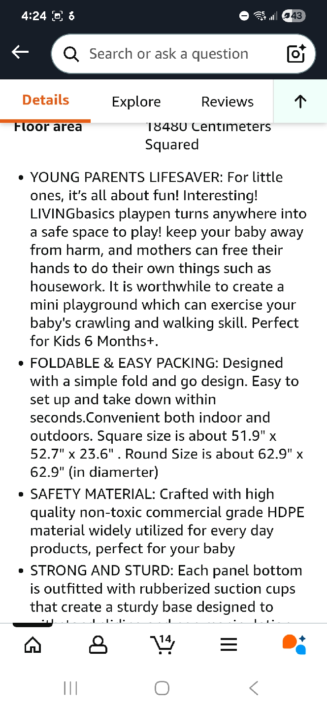 LIVINGbasics Foldable Baby Playpen, 14-Panel - photo 3