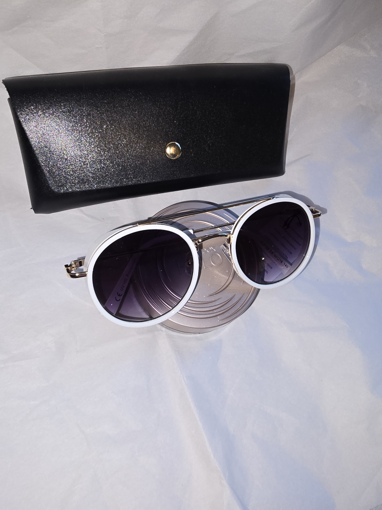 Sunglasses with White Frame & Case