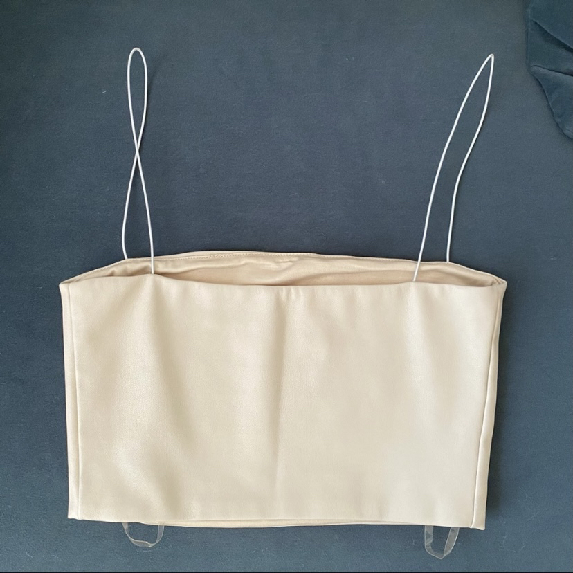 Meshki PU Leather Cream Top Size XS - photo 5