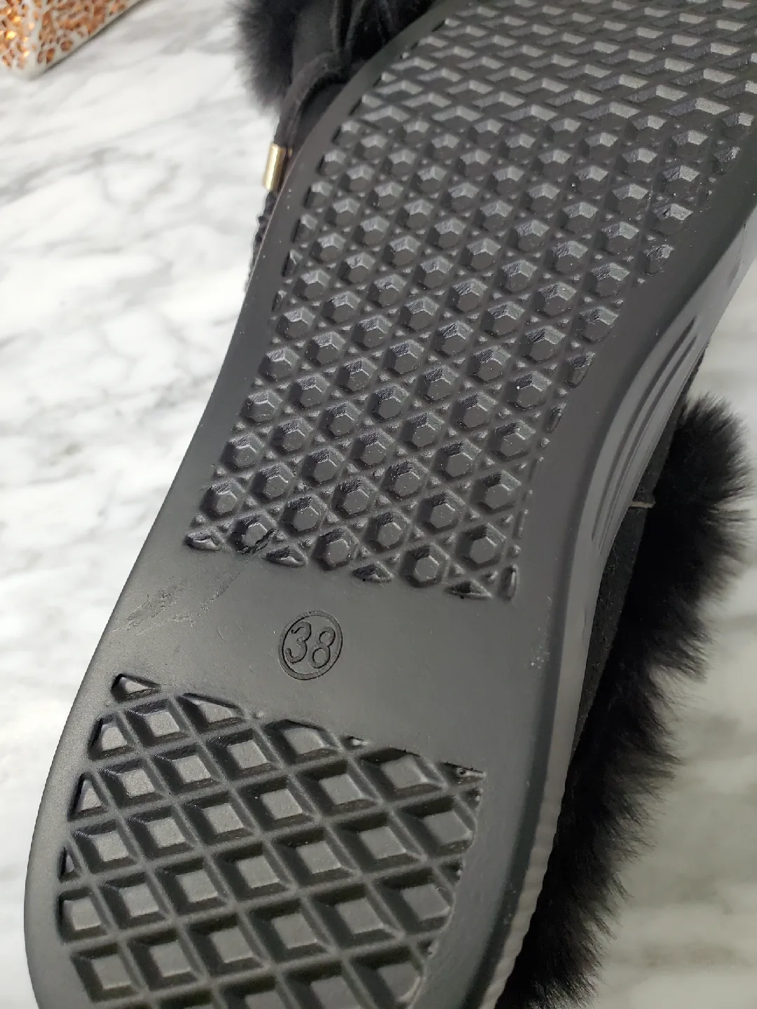 Black Furry Moccasin Slippers - Size 38 image indicator(3)