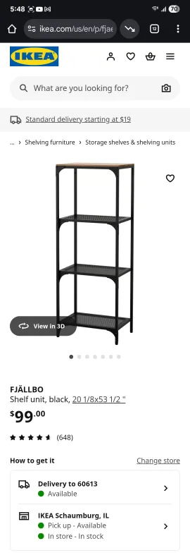 IKEA Fjallbo Shelf Unit - Black/Wood - 20 1/8x53 1/2" image indicator(2)