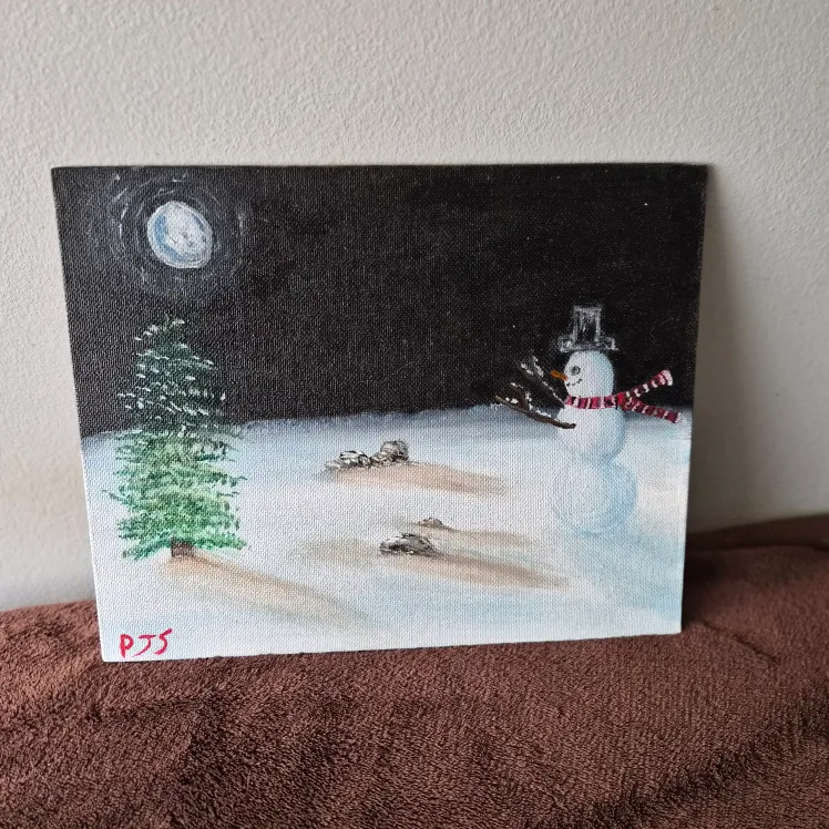 Snowman Hand Painted Cardstock Canvas cardstock, Canvas image indicator(2)