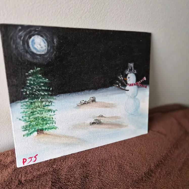 Snowman Hand Painted Cardstock Canvas cardstock, Canvas image indicator(4)