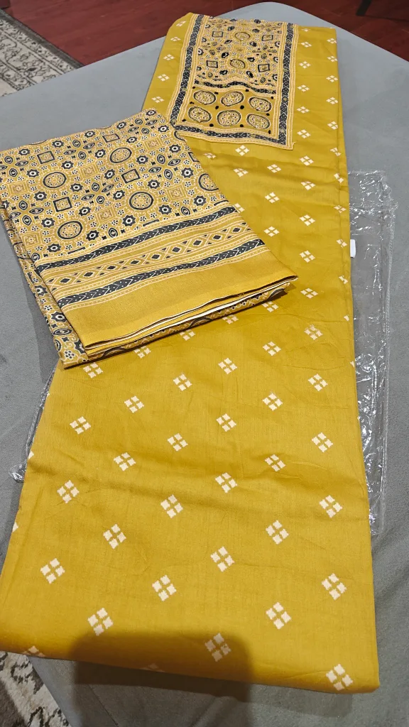 Unstitched Salwar Kameez Suit - Mustard Yellow image indicator(3)
