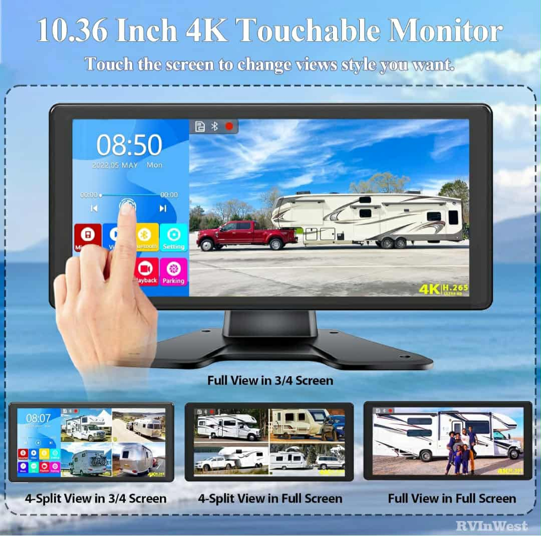 RVinWest 4K Camera System 10.36 inch screen