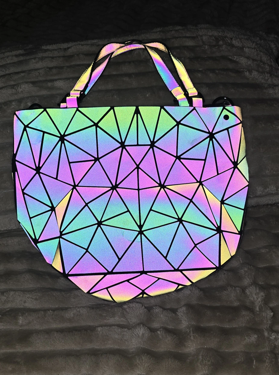 Geometric Reflective Tote Bag + Wallet