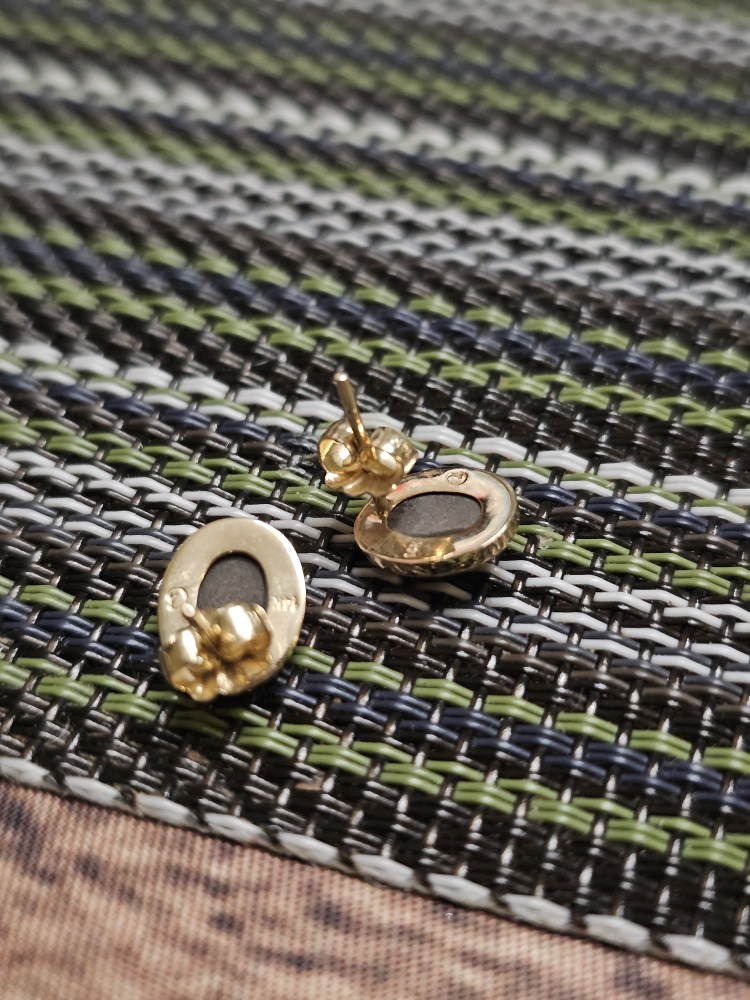 14K Green Gemstone Stud Earrings - 1.39g - photo 2