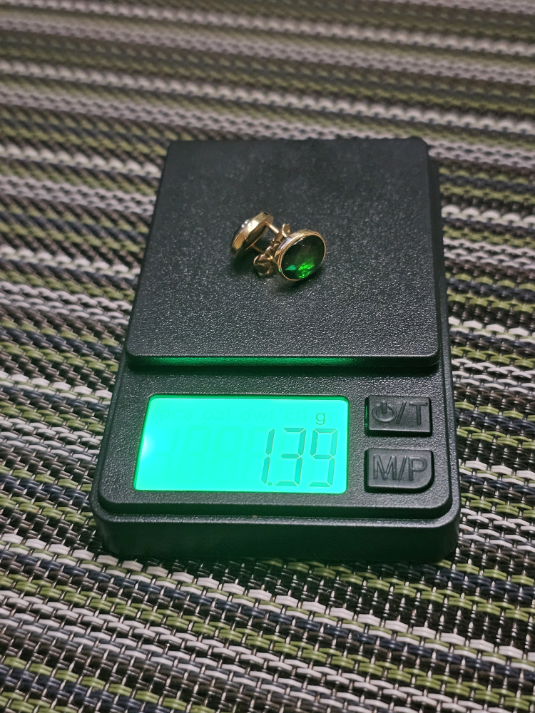 14K Green Gemstone Stud Earrings - 1.39g - photo 4
