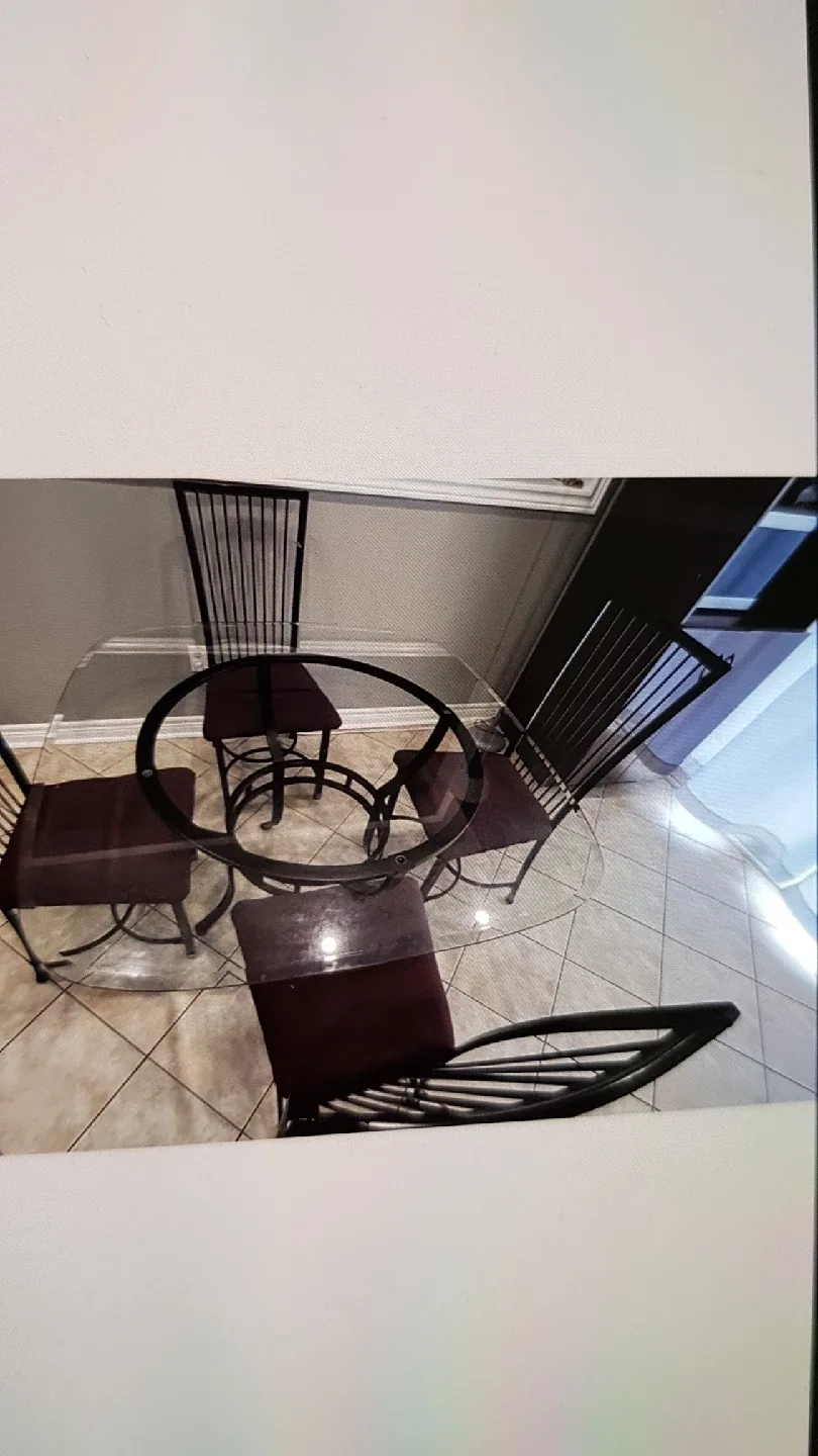 Glass Top Dining Table with 4 Chairs image indicator(2)
