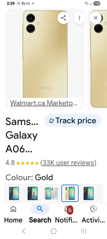 Samsung Galaxy A06 - Gold thumbnail
