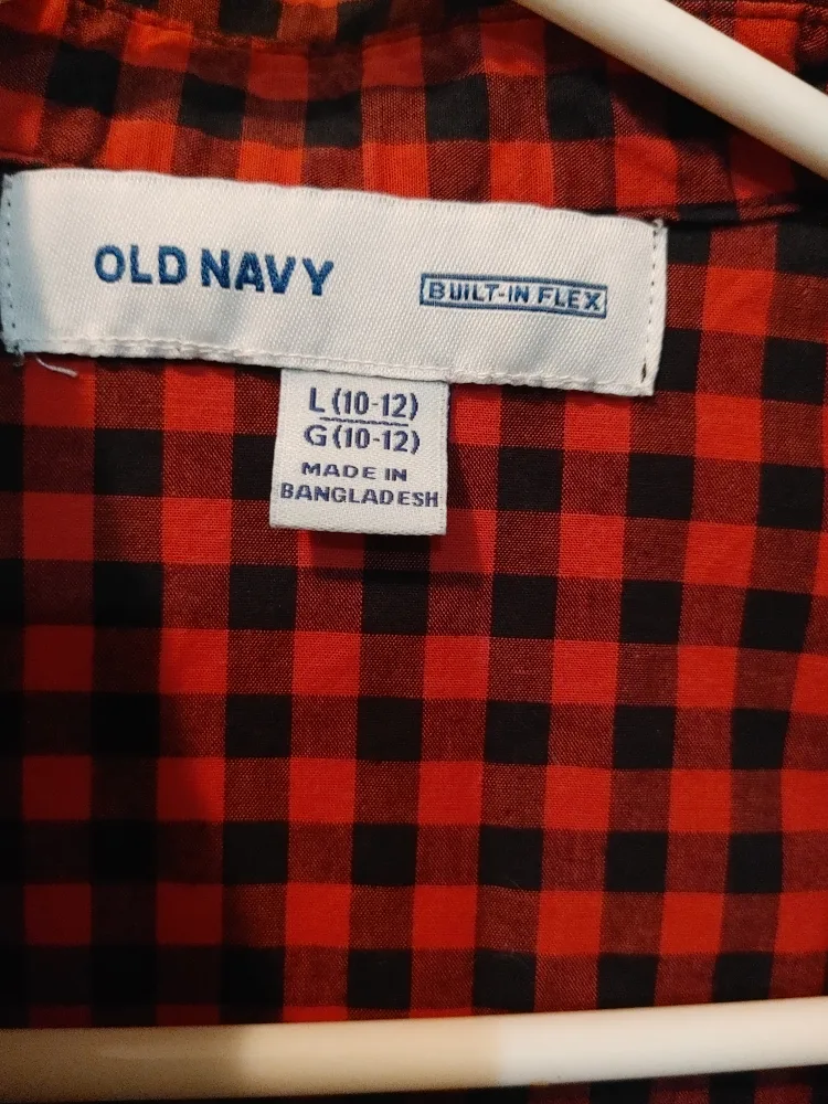 Old Navy Red & Black Checkered Shirt - Size L (10-12) image indicator(2)