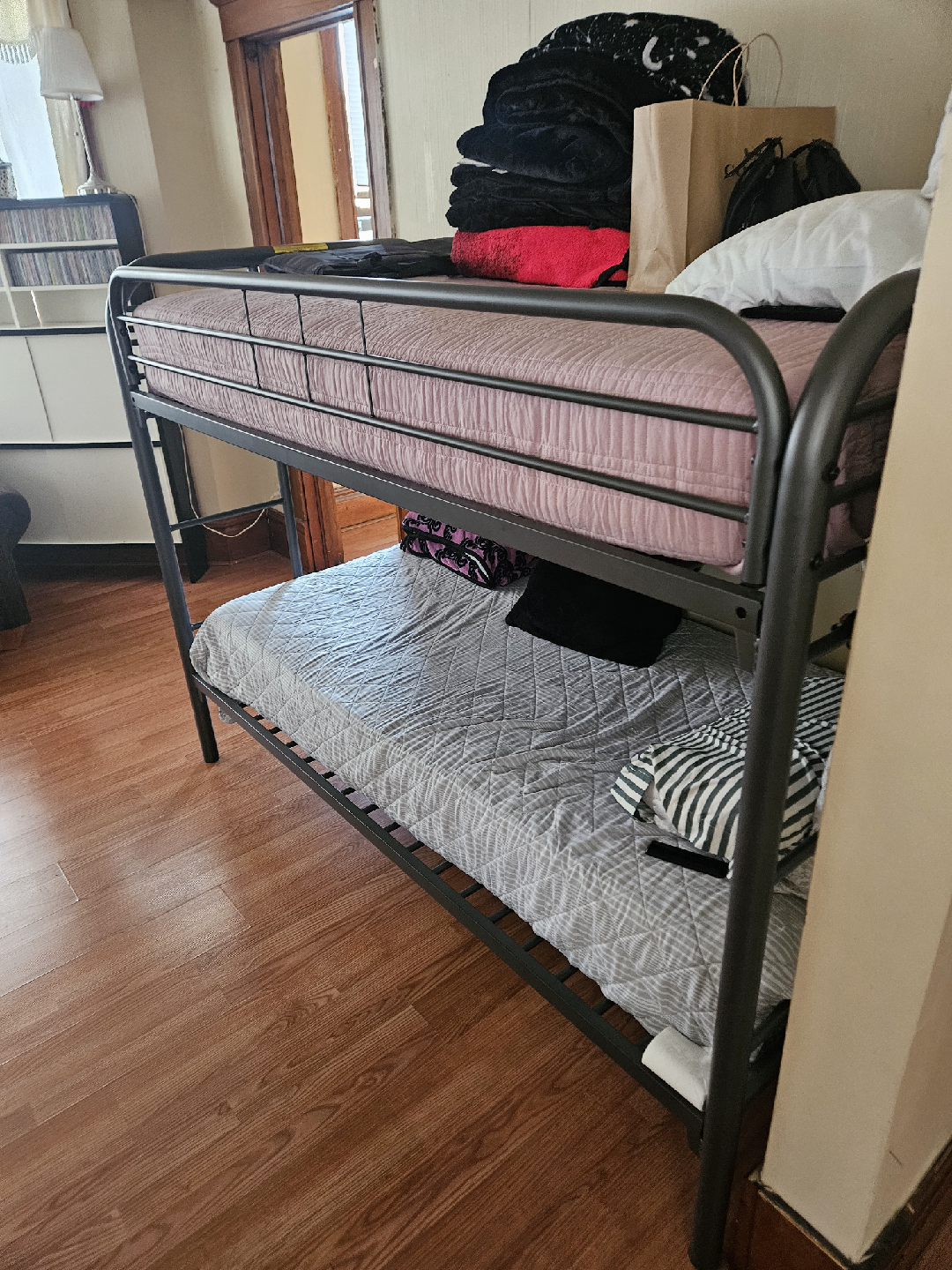 Metal Twin Size Bunk Bed Frame - Gray
