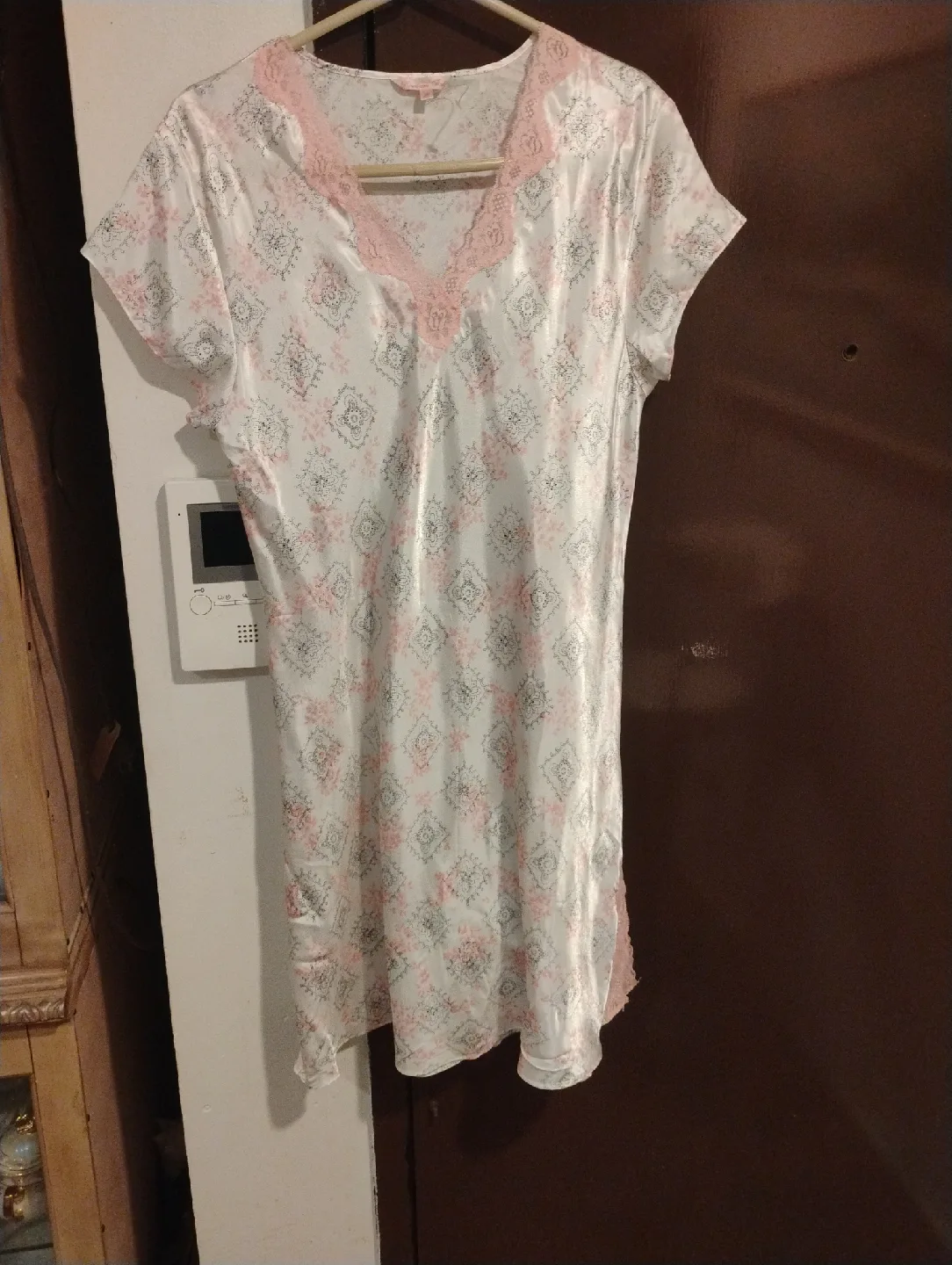 Boudoir Rose Nightgown - White, Pink thumbnail