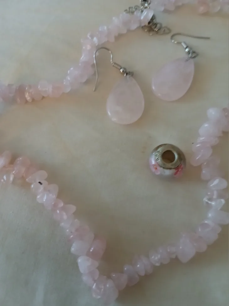 Rose Quartz Necklace & Earrings Set thumbnail