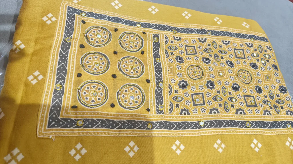 Unstitched Salwar Kameez Suit - Mustard Yellow image indicator(4)