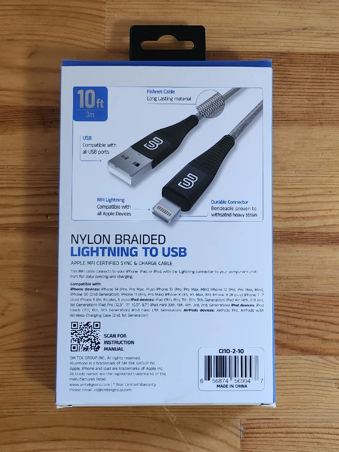 Bluestone Apple 10ft Nylon Braided Lightning USB Cable - New ❤️ image indicator(2)