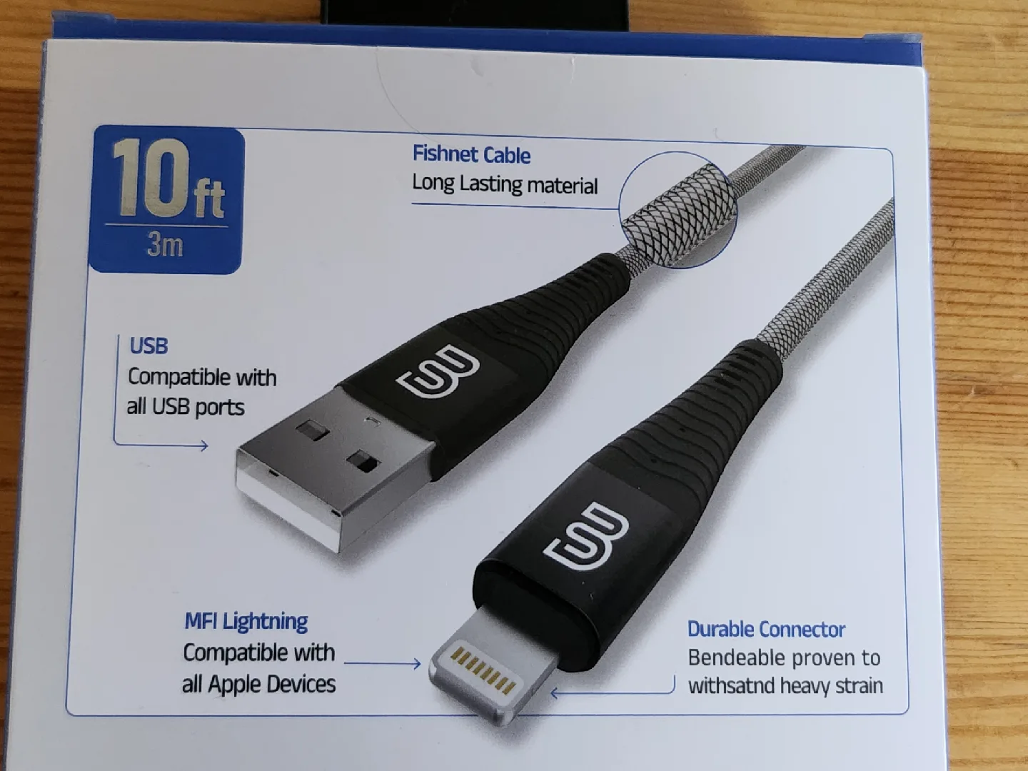 Bluestone Apple 10ft Nylon Braided Lightning USB Cable - New ❤️ image indicator(4)