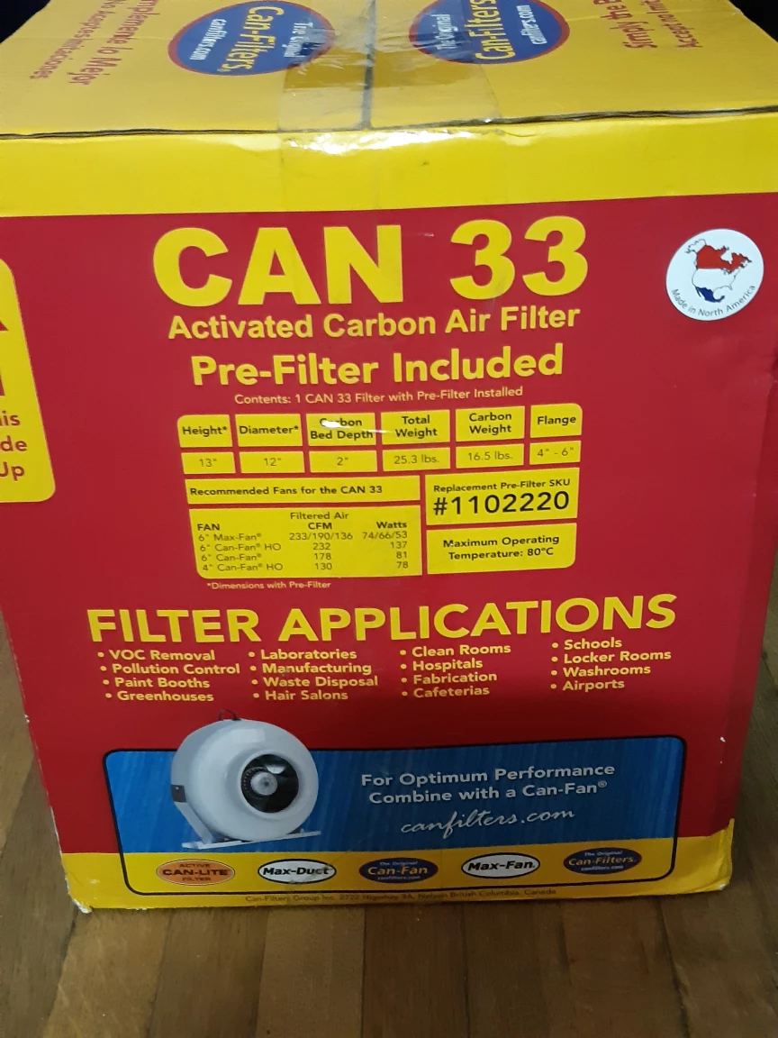CAN 33 Carbon Filter hydroponics Brand New In Box