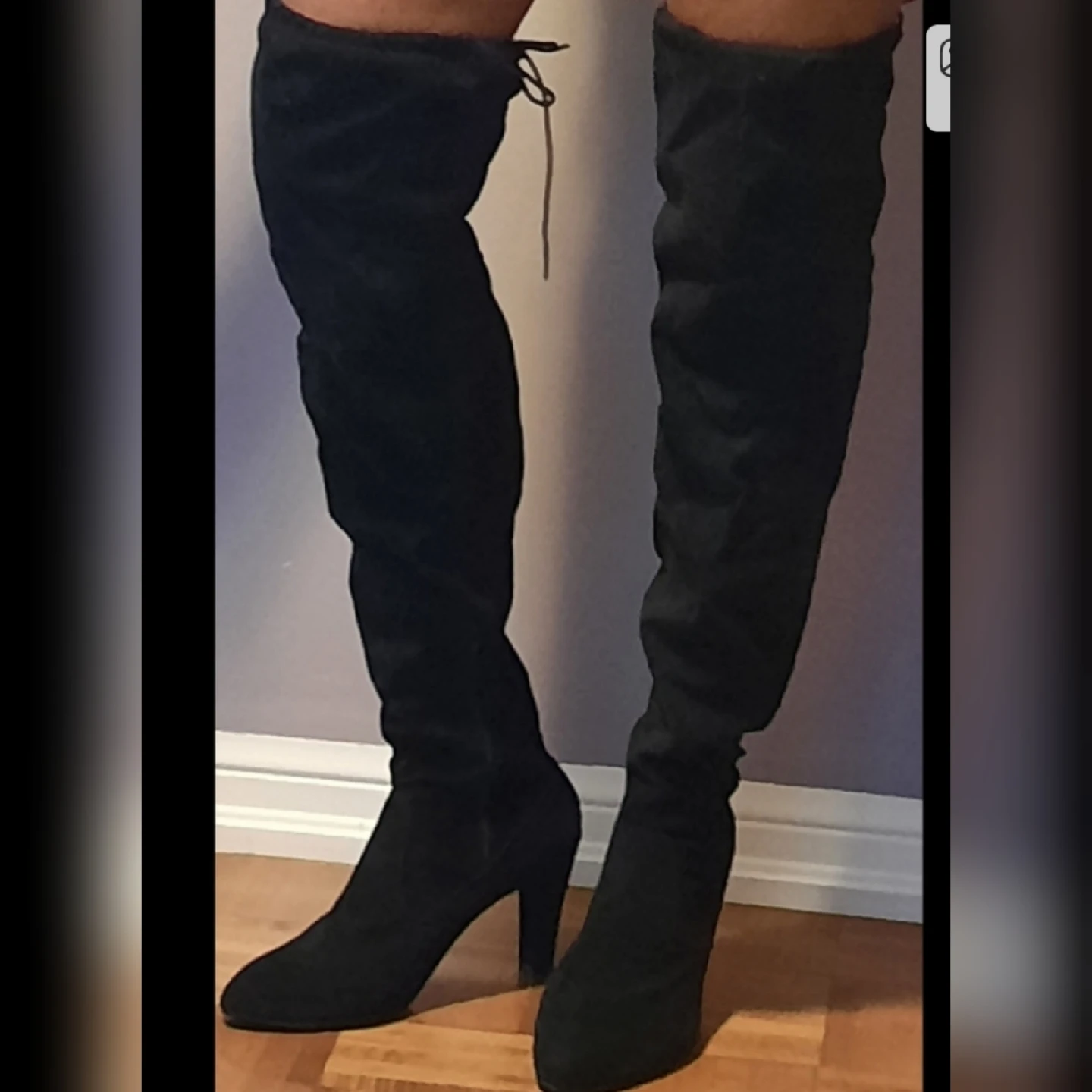 Black Thigh High Heel Boots