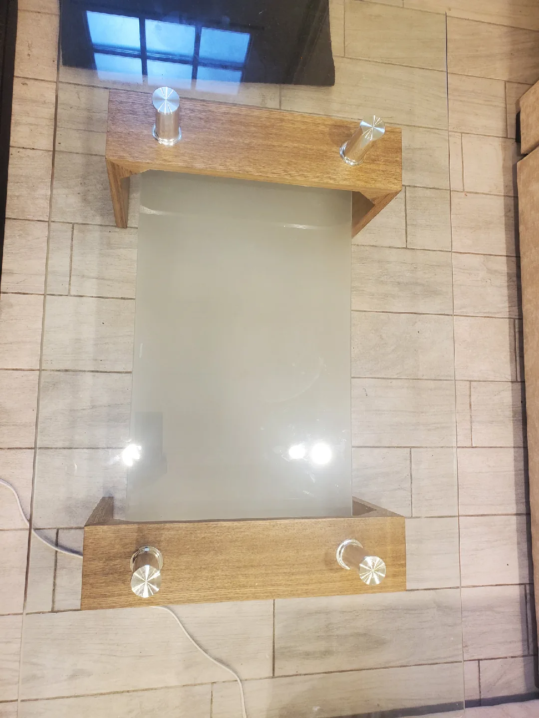 Glass Coffee Table with Wood Frame image indicator(2)