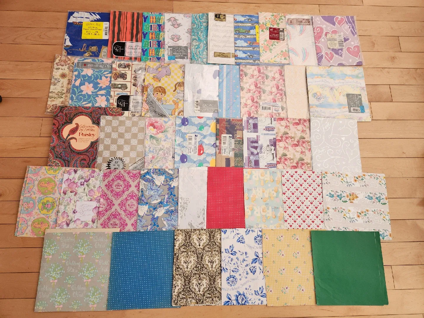 Large Lot of New Vintage Gift Wrapping Paper Sheets