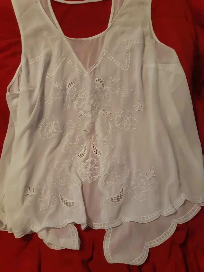 White Embroidered Lingerie Top thumbnail