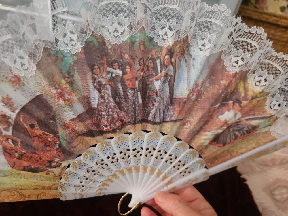 Matador VTG  Hand  folding  fan printed on silk? image indicator(2)