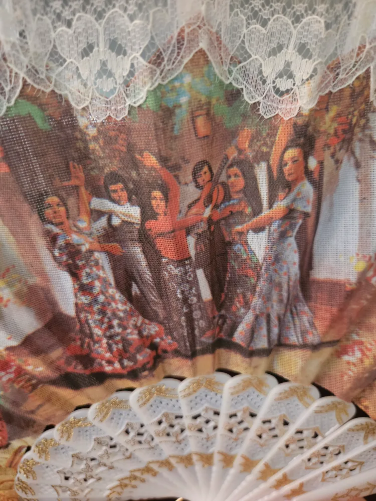 Matador VTG  Hand  folding  fan printed on silk? image indicator(3)